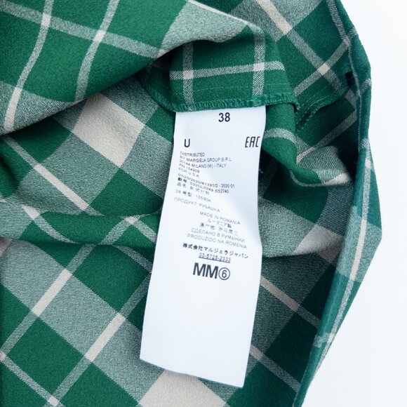 EUC $595 MM6 Maison Margiela Oversized Green Check Boxy Top IT 38 US 2 - Picture 4 of 8